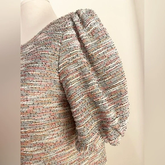 LOFT Colorful Knit Too Blouse with Puffed Sleeve | Size S - Picture 5 of 9